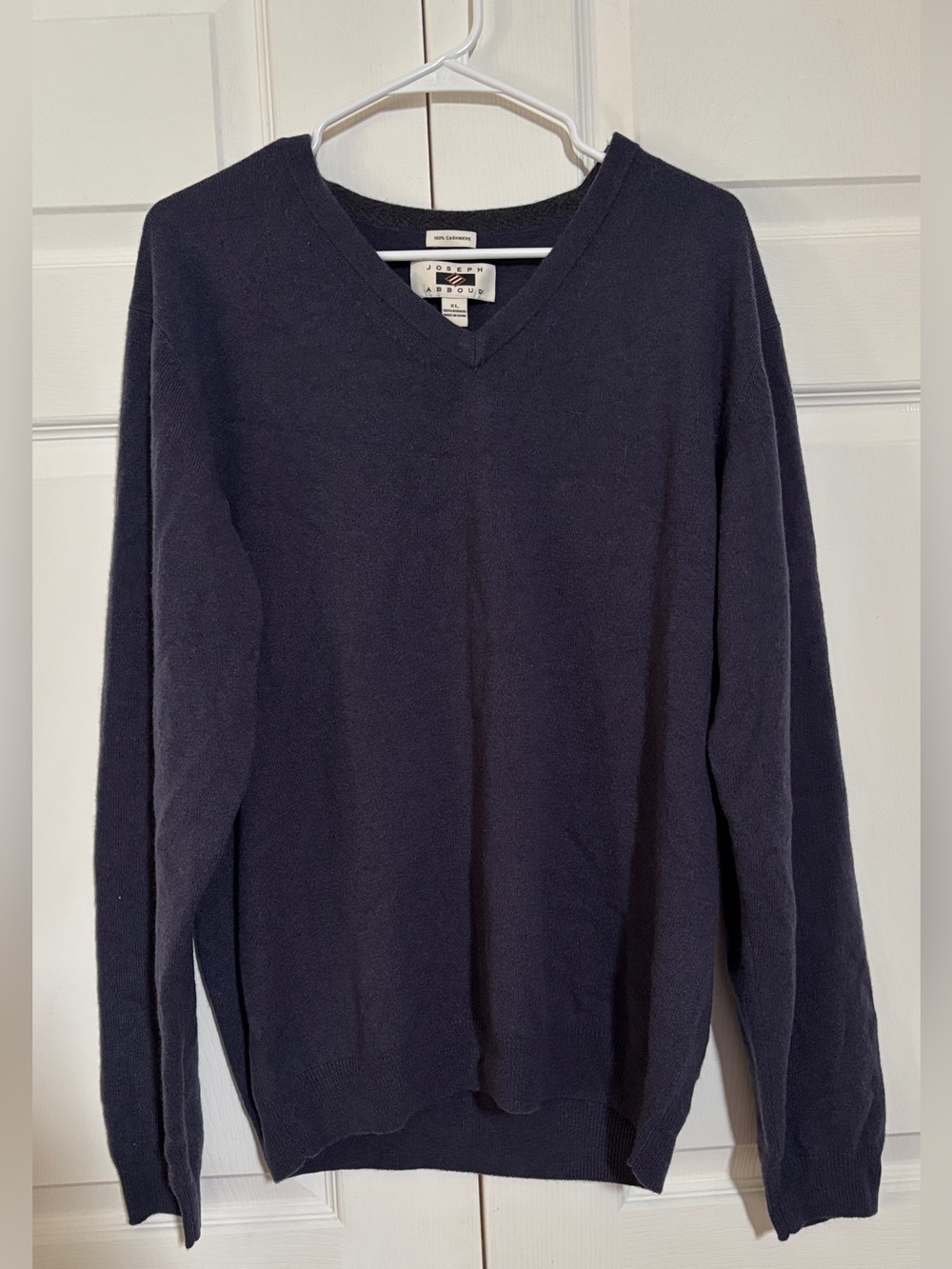 Joseph Abboud XL 100% Cashmere Navy V-Neck Sweater